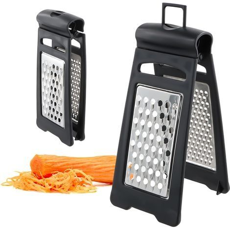 Râpe à Légumes en Acier Inoxydable 2 Surfaces Râpe Manuelle Pliable pour Fromage, Pommes de Terre Fruits et Légumes avec Crochet de Suspension Double Face (Grossière, Fine) Zesteur de Cuisine (1/5)