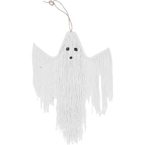 Handmade Ghost Decoration, Boho Style Hanging Ghost Decor, Spooky Cotton Rope Wall Art, for Halloween Holiday Door Window (1/5)