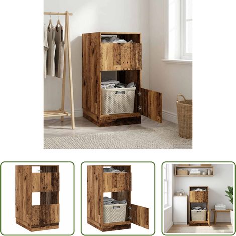 Holzwerkstoff -  Wäscheschrank mit Tür Altholz 50 x 68 x 102 cm Holzwerkstoff (1/5)