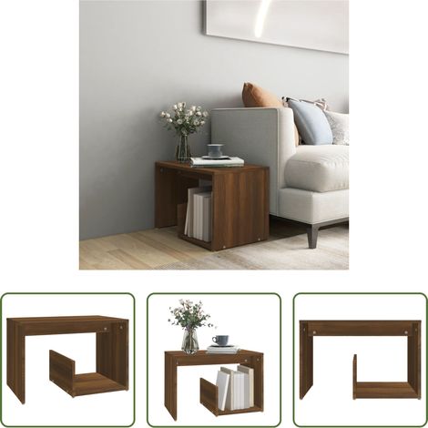 Couchtisch Stauraum -  Beistelltisch Braun Eichen-Optik 59x36x38 cm Holzwerkstoff (1/5)