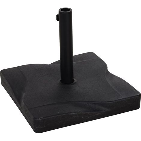 Pied De Parasol - Base De Lestage Carrée 41,5 X 41,5 X 33 Cm - Compatible Mât 32 38 48 Mm - HDPE Avec Remplissage Ciment - Noir - 1 Pièce (1/5)