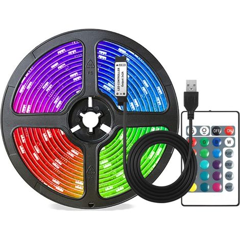 Guirlande lumineuse LED RGB multicolore de 5 m avec télécommande USB (1/5)