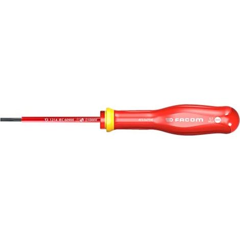 Destornillador aislado Protwist 10000 Voltios para tornillos ranurados 3,5x75 - hoja avellanada 5,5 mm - FACOM - AT3.5x75VE