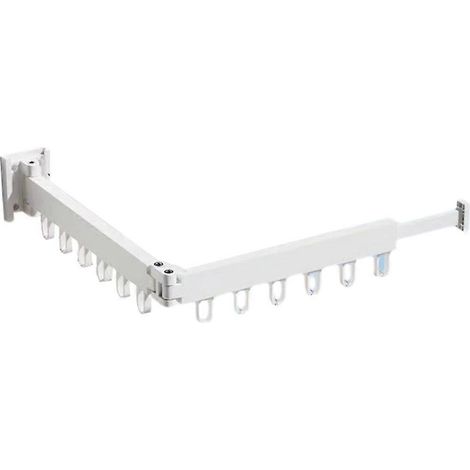Portant à vêtements extensible, portant à vêtements pliable, mural, rangement intérieur et extérieur, gain de place, conception en deux parties, avec 12 anneaux en aluminium, blanc. (1/5)