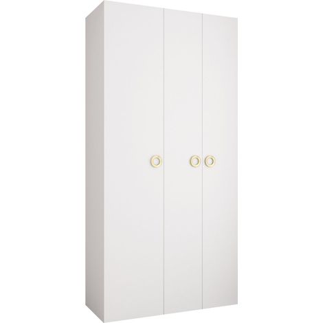 Armario Hartford 544, Blanco, 246x120x52cm, Puertas de armario: Con bisagras, Número de estantes: 6 (1/5)