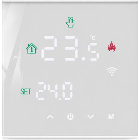 Thermostat intelligent WiFi pour chaudière murale, blanc, 3 A, panneau acrylique, contrôle par appli et voix (1/5)