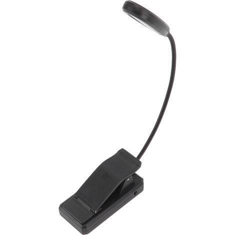 Lampe LED à pince rechargeable USB - Lampe de lecture pour dortoir, piano, pupitre - Modèle 8988, noir, 5 lumières, 3 températures de couleur, 9 réglages (1/5)