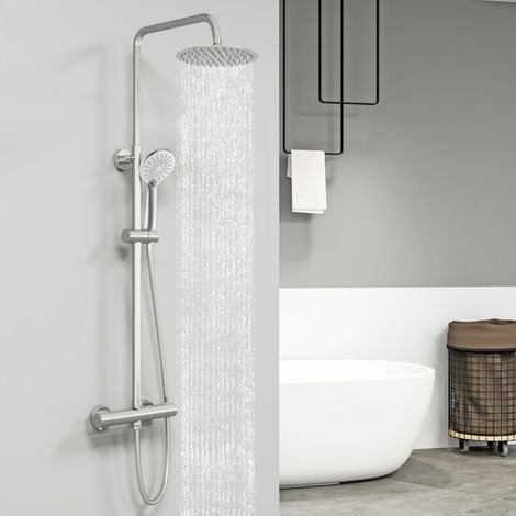 Sky Bathroom Round Dual Head Chrome Thermostatic Twin Head Rainfall Shower (1/5)
