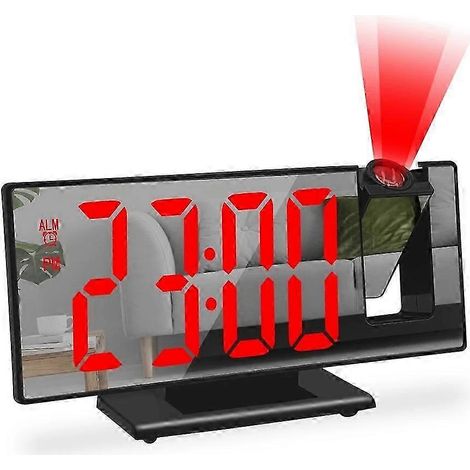 Réveil LED à projection sur bras articulé à 180° avec affichage de l'heure et de la température - Fonction snooze 12/24 heures, projecteur USB, compatible SMTXBR (1/5)