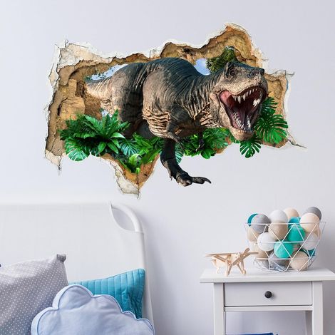 Autocollant Mural 3D Dinosaure - PVC Non Toxique - Pour Chambre Enfant Adolescent - Décoration Murale DIY - 1 Pièce (1/5)