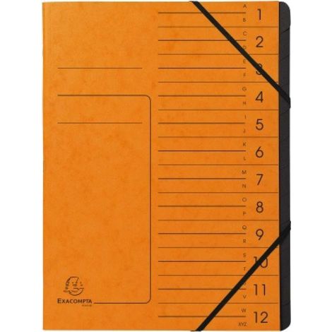 EXACOMPTA Ordnungsmappe Exacompta DIN A4 170g/m² Colorspankarton Farbe: orange Farbe des Fächerblocks:schwarz 12 Fächer (1/5)