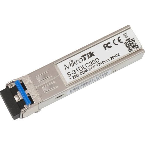 MikroTik S-31DLC20D 1.25G SFP LX-LC (SM) 1310nm 20km DDM for RB260x,RB2011x,CCRx (MT S-31DLC20D)