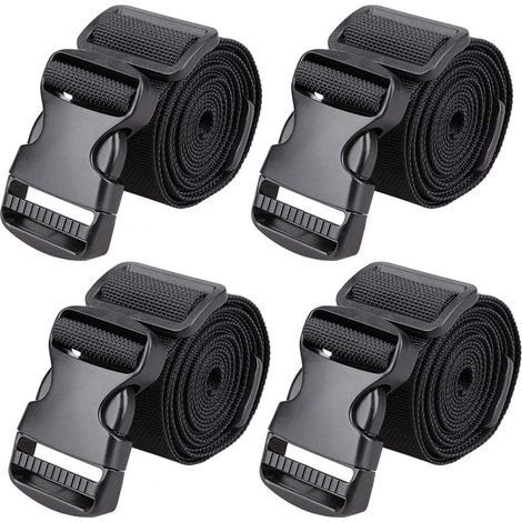Lot de 4 sangles utilitaires avec boucle réglable, 167,6 x 3,8 cm Black (4-PCS) (1/5)