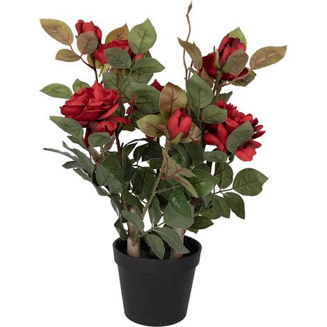Plante artificielle rose rouge en plastique pour décoration intérieure 20 x 20 x 55 cm - PANGIVO (1/3)
