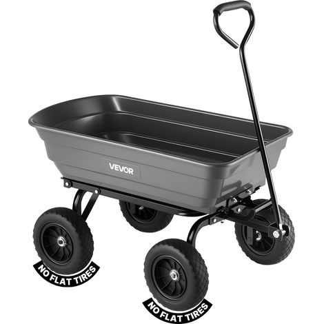 Chariot de Jardin Basculant Max. 272 kg Chariot à Benne Basculante en PP pour Transport de Bois Plantes Terre, 4 Roues Increvables Pivotantes à 180°, Basculement à 90°, Roulement Rotatif à 270° (1/5)