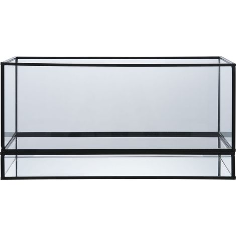 Portacandele Hurricane orizzontale in vetro e metallo nero 30x12 cm (1/5)
