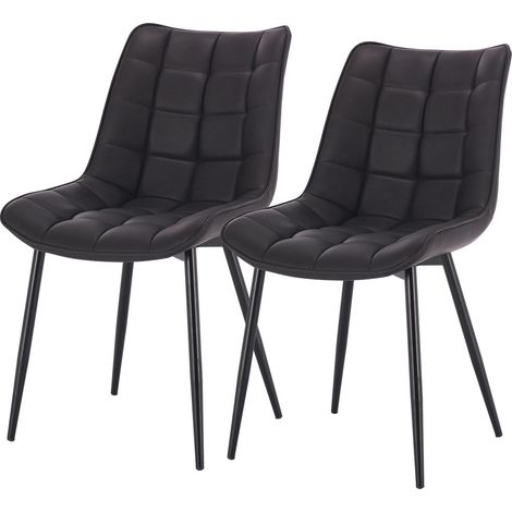 Woltu – Lot de 2 chaises de salle à manger – Assise rembourrée en similicuir – Pieds en métal noir – Hauteur 85.5 cm – Couleur anthracite (1/5)