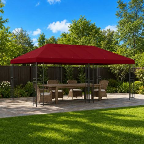 Teenpull – Pavillon mit Seitenwänden 6 x 3 m Bordeauxrot (1/5)