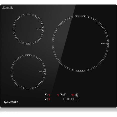 Plaque Induzione 3 feux, Plaque de Cuisson Electrique 3 feux avec 9 Niveaux de Puissance et Fonction Boost, Verrouillage de Sécurité et Protection Contre la Surchauffe, 7400W (1/5)