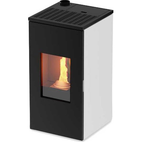 Stufa a Pellet FOCO Bianco Modello FUTURA 7 Ad Alta Efficienza Classe Energetica A++ Stile Moderno Dimensione Compatta (1/3)