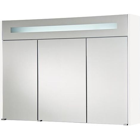 Armoire à glace + eclairage en visiere blanc brillant - 3 portes 1050x750x188mm (1/5)
