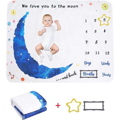 Tapis de séance photo en flanelle motif lune pour nouveau-né (100 x 130 cm) (1/4)