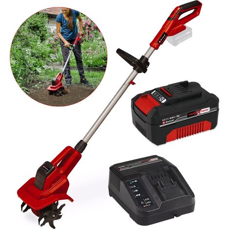 Einhell 18v Cordless Tiller Cultivator 20cm Power X-Change GE-CR 18/20 1 x 4.0ah