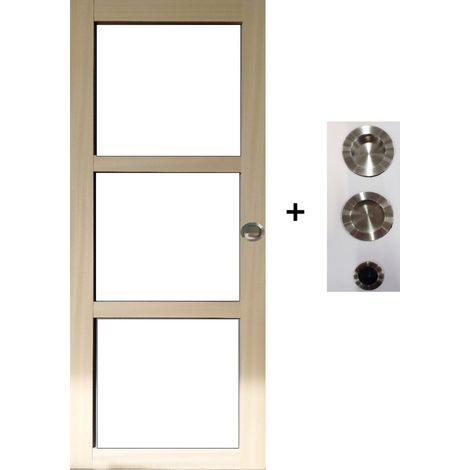 Porte Coulissante Ayous Vitrage Transparent H204 X L73 Cm, Coquilles, Tire Doigt Gd Menuiseries