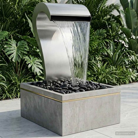 vidaXL Cascata da Giardino Acciaio Inox 304 54,5 x 34 x 83 cm Argento (1/5)