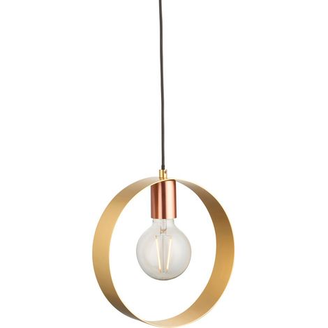 Endon Hoop Plafonnier suspendu simple, laiton brossé, nickel, plaque de cuivre (1/5)