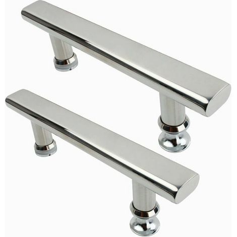 2x acier inoxydable chromé poignée de porte de douche 145mm poignée de porte de cuisine de salle de bains, tiroir de salle de douche tiroir de porte en verre de salle de douche - transparent (1/5)