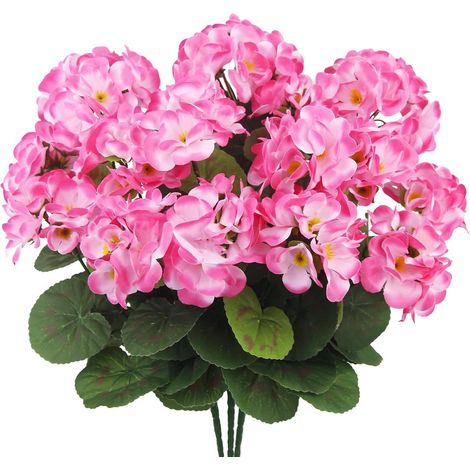 Plante fleurie géranium artificiel réaliste, décoration anti-UV sans entretien, flexible et résistante, pour jardin, maison, balcon, terrasse, mariage et événements extérieurs (1/5)