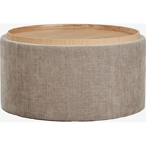 Table basse ronde rembourrée Berkeleni avec plateau et rangement SKLUM  Ø80 cm