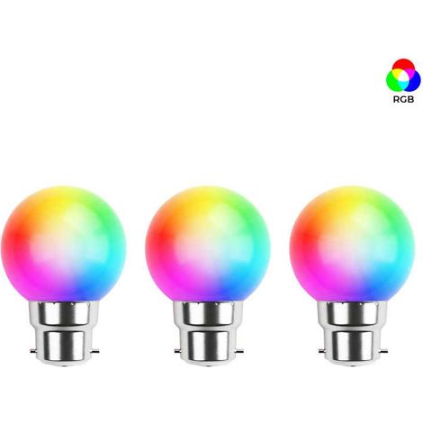 Lot de 3 ampoules Led RGB B22 Incassables - Guirlandes guinguette - Culot baïonnette