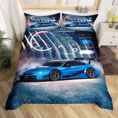 Housse de Couette 140x200 cm Motif Voiture de Course 2 Pièces (1/5)