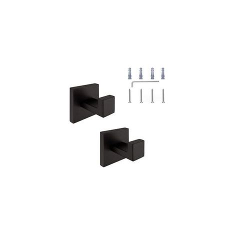 Gancio portasciugamani, portasciugamani per la casa, ganci per accappatoi, acciaio inossidabile SUS 304, finitura nero opaco, gancio da parete versatile (1/4)