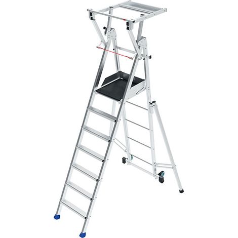 Scaletta pieghevole 9 gradini con stabilizzatori - Altezza max di lavoro 4.25m - PIRL9SD