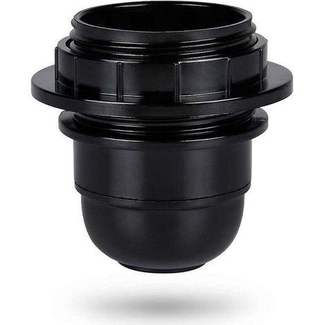 Casquillo de rosca E27 negro - Portalámparas E27 con anillo de plástico - Portalámparas E27 - Portalámparas E27 para lámparas de techo y colgantes - Portalámparas E27 [Clase energética A++] - Crezuo (1/4)
