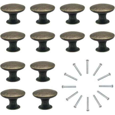 12x Boutons de Tiroir de Porte Vintage 30mm Antique Laiton Poignées de Placard d'armoires de Cuisine, Pour Commode et Armoire Meuble, Bronze Ancien (1/4)