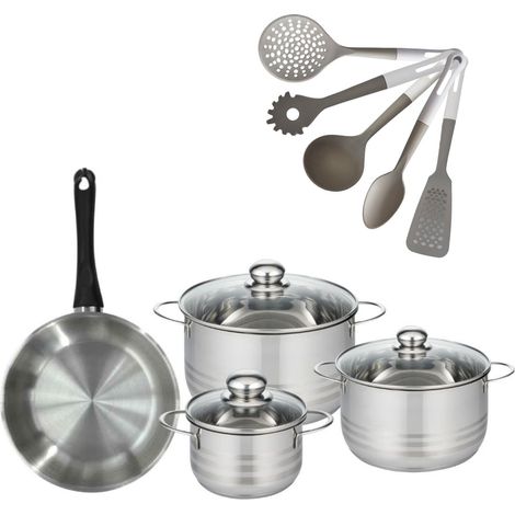 Lot Poêle 24cm & 3 Faitouts 16/20/24cm Fackelmann Généva avec 5 ustensiles (1/5)