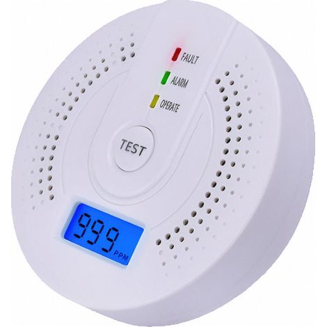Détecteur de monoxyde de carbone avec batterie remplaçable et affichage LED numérique, alarme de sécurité domestique, moniteur de CO intérieur portable (1/5)