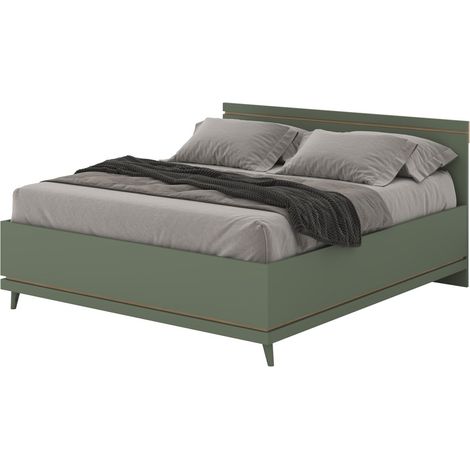 Lit coffre NOKI – 160x200 cm grün und Holz – Skandinavischer Stil