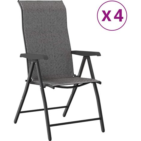 Maison Exclusive - Gartenstühle 4 Stk. Klappbar Grau Poly Rattan