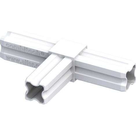 alfer T-Verbinder 23,5 x 23,5 mm weiß 3 Zapfen Kunststoff Verbinder