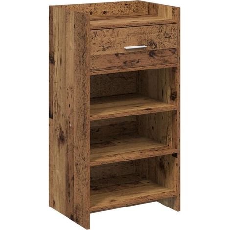Meuble à chaussures à tiroirs, bois style antique, 48 x 36 x 92 cm (1/5)