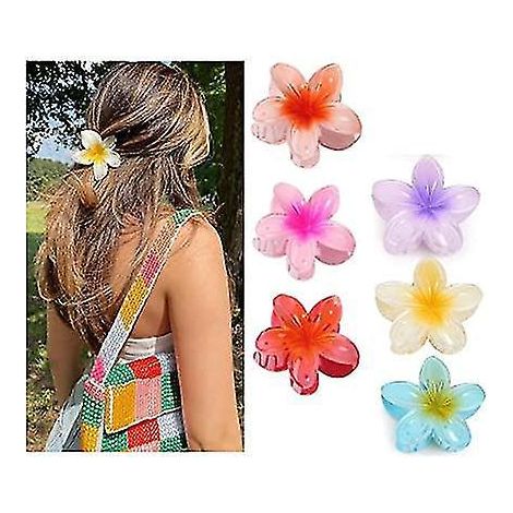 Set mit 6 floralen Haarspangen, große hawaiianische Spangen, rutschfeste matte Oberfläche, ideal für Brautjungfern und Hochzeiten. (1/5)