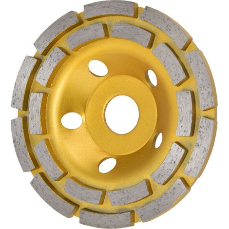 Meule à béton diamantée à moyeu tasse double rangée 125 mm pour ponçage granit pierre marbre avec rondelles (1/5)