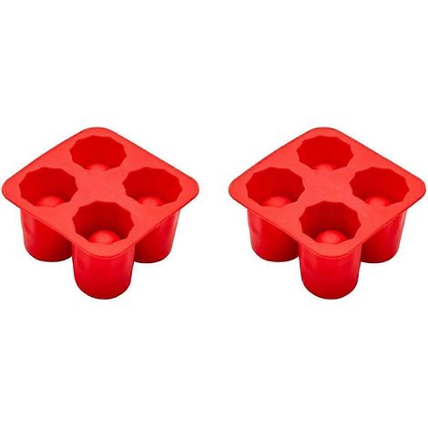 Moule à glaçons en silicone en forme de tasse, moule à glaçons, bac à glaçons, accessoires pour boissons fraîches d'été, bar à bière et cocktails, rouge (1/4)