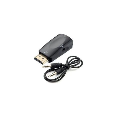 Convertisseur HDMI vers VGA - Câble audio - Résolution vidéo - Adaptateur compact avec transmission audio - Jack 3,5 mm (1/4)