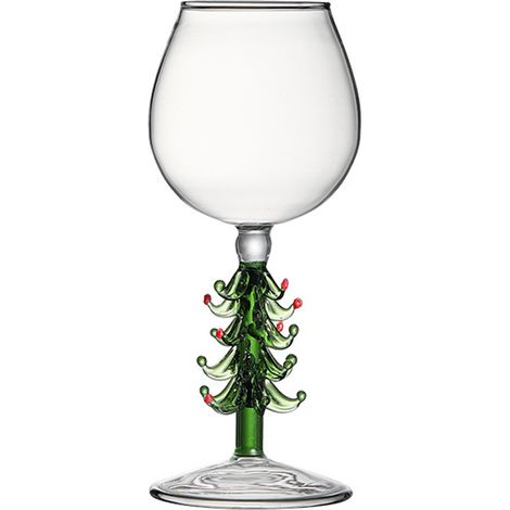 1 Verre à vin arbre de Noël, verre borosilicate 300ml-360ml, design festif, résistant eau bouillante, pour banquet fête (1/5)